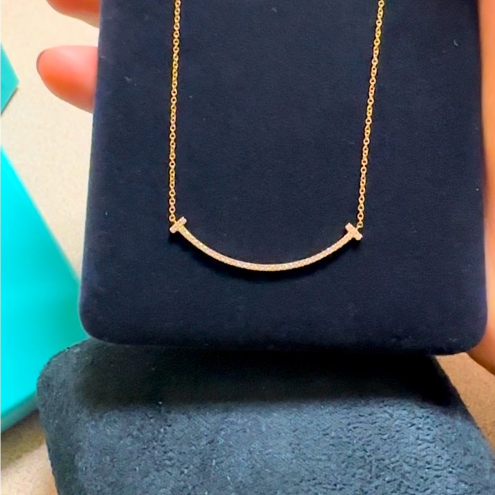 18K Rose Gold Tiffany & Co Diamond Smile Necklace